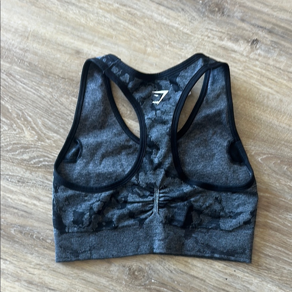 Gymshark Adapt Camo Black and Gray Sports Bra - Picture 2 of 2